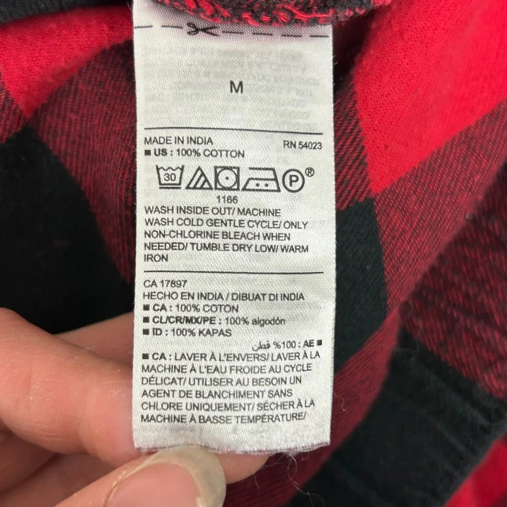 Old Navy Flannel Pajama Pants Mens Medium Red Black Buffalo Plaid Drawstring